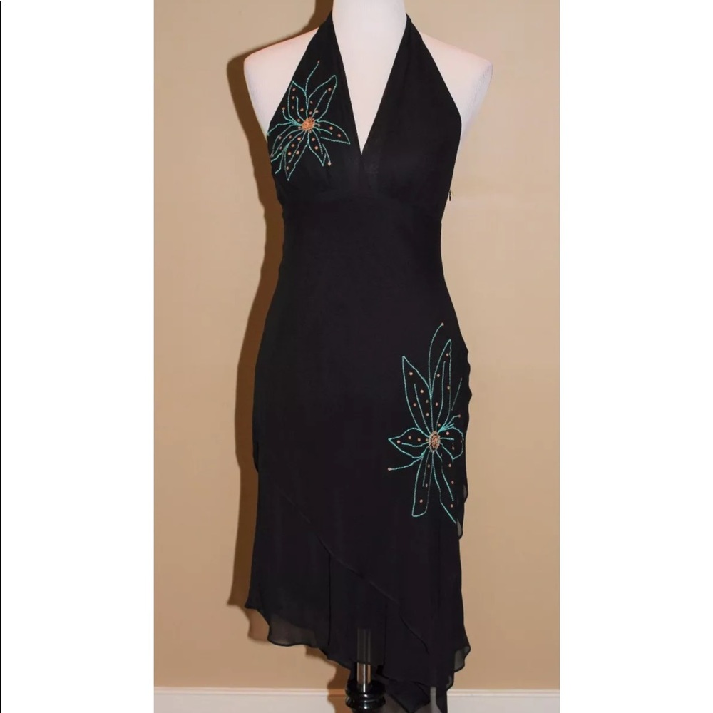 Nine West Black Silk Halter Dress Size 2